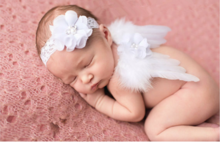 Engelvleugels Luxe Wit + Haarband Newborn. 