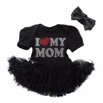 baby jurk romper I love My Mom Zwart