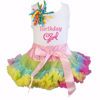 verjaardag set Birthday Girl Rainbow Colorful
