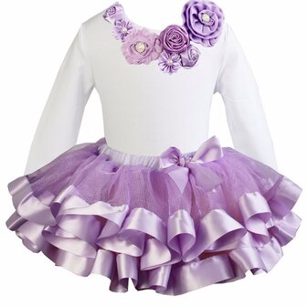 Tutu Rok lavendel + Rosettes longsleeve Lila