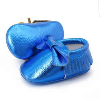  Baby schoentjes mocassins metallic Blauw