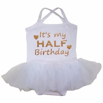 baby tutu jurkje Wit Goud  It&#039;s My half Birthday