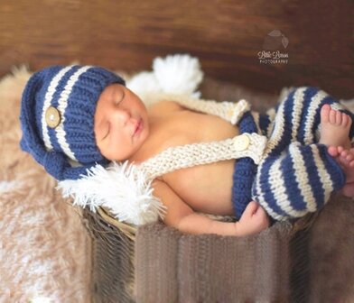 Fotoshoot Kostuum gehaakt Blauw Creme