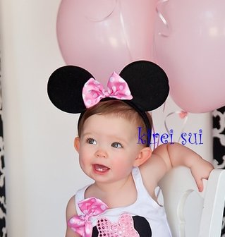 Minnie Mouse Diadeem Roze strik 