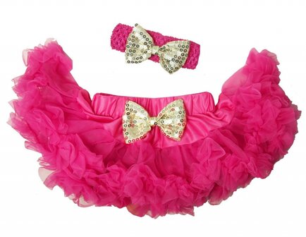 Baby Petticoat Hotpink goud &amp; haarband 