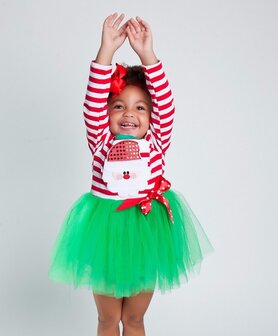 Kerstjurk Rood Wit Groene Tutu  Longsleeve Kerstman