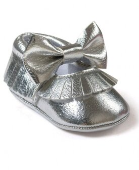  Baby schoentjes mocassins Fringel zilver Mary Jane