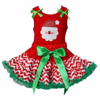Kerst petticoat set 2 laags streep rood groen kerstman  Tanktop of longsleeve