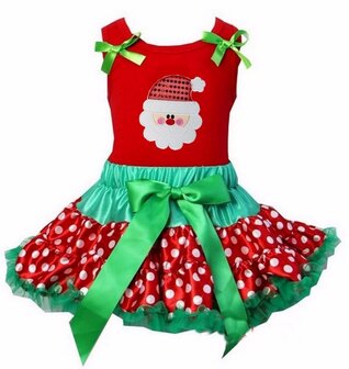 Kerst petticoat set 2 laags stippel rood groen kerstman  Tanktop of longsleeve