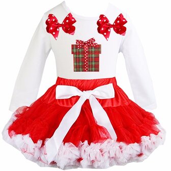 Kerst petticoat set rood Wit Kado longsleeve  