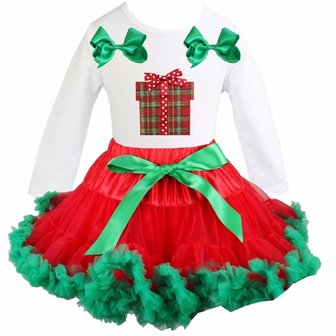 Kerst petticoat set rood Groen Kado longsleeve  