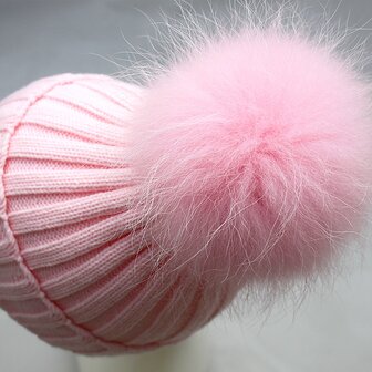 Winter Muts Roze Bont Pom 