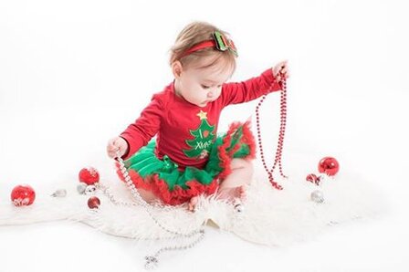 kerst baby jurk rood Groen XMas Tree