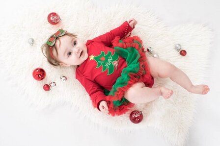 kerst baby jurk rood Groen XMas Tree