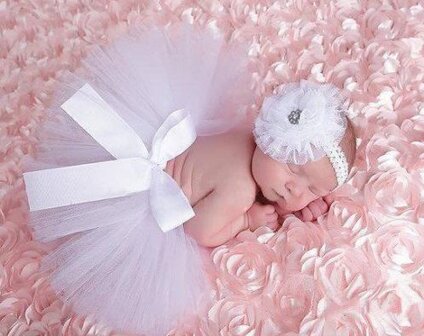   2delige foto prop tutu Shiny Sparkle &amp; haarband wit 