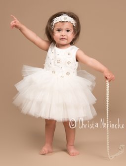 Baby jurk Bruiloft en feest Luxe Diana Ecru Exclusief 3-18 maanden 