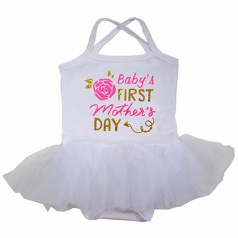 baby jurk romper tutu My 1st  baby Mother&#039;s Day wit longsleeve