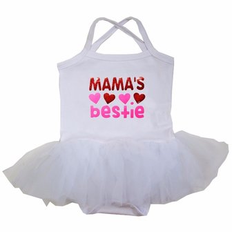 baby jurk tutu  romper Mama&#039;s Bestie wit 