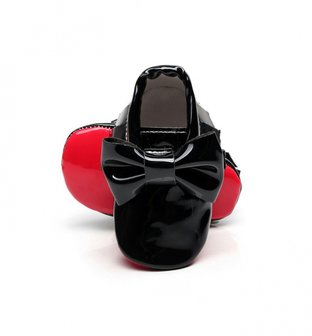  Baby schoentjes mocassins Fashion Zwart lak rode onderkant Mary Jane