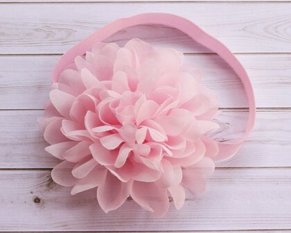 Haarband Chiffon bloem roze.