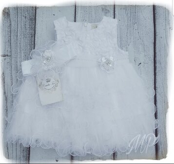 Luxe baby jurk Layered Wit Couche Tot newborn 3-24 maanden