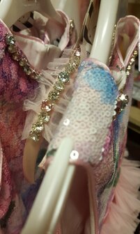 Feestjurk de luxe sequin Fantasy Flower poeder roze + Diadeem 2 tm 6 jaar