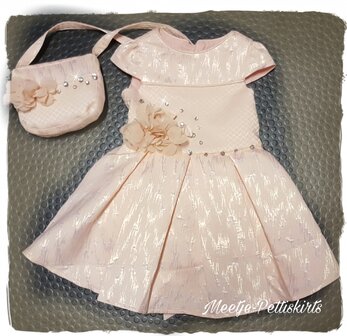  Luxe jurk peach Lucia 1 t/m 5 jr + tasje