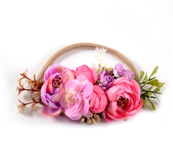 Baby luxe mini stretch haarband  flower hotpink colors