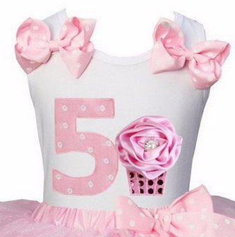 Verjaardagtop Polkadot with pink cupcake nr 5