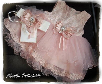 Luxe baby jurk Dusty Pink Couche Crown Tot 3-24 maanden