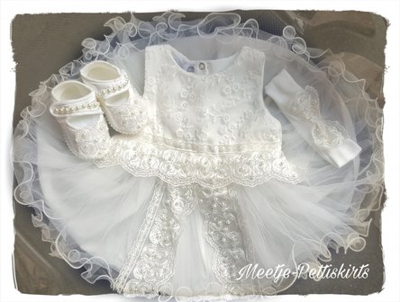 Baby doop jurk en Bruiloft jurk Luxe Miracle 3 delige set