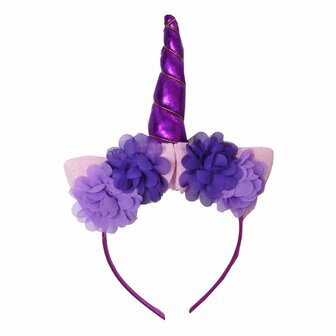 Unicorn diadeem paars roze 