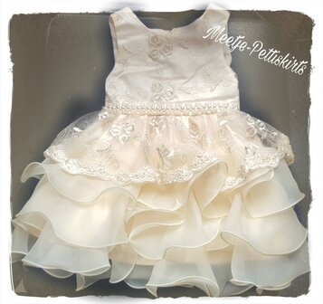 Baby jurk champagne creme floral parel dress 0-24 maanden 
