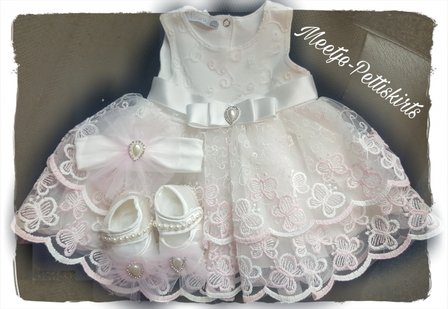 Baby jurk en Bruiloft &amp; Doop Luxe  Vlinder kant 3 delige set