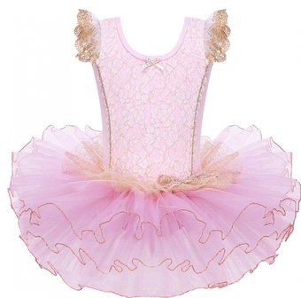  Balletpakje Fairy Roze Goud Tutu maat 92-140