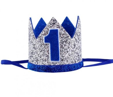 Verjaardag Kroon Zilver Blauw Haarband