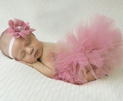 Baby soft tutu &amp; parel haarband  Dusty Pink 