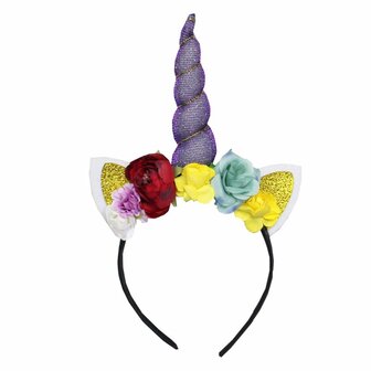 Unicorn diadeem bloemen geel 