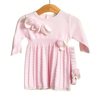 Baby jurkje + Haarband set 3d Bloem Luxe Knitted Zip Zap 