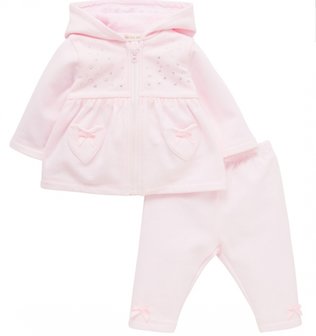baby vestje met broekje luxe roze met glittersteen.  