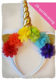 Unicorn diadeem rainbow bloem