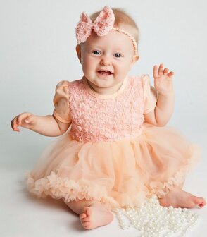 Baby jurk Roosjes Peach pink  Short sleeve 3-6m 