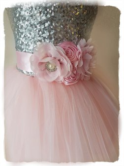 Bruidsmeisje jurk &amp; Communie zacht roze 98-152