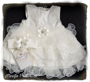 baby jurk Feest &amp; Bruiloft Luxe Off White Couche Layer Flower Tot 0-24 maanden
