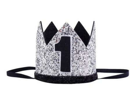 Verjaardag Kroon Zilver Zwart Haarband