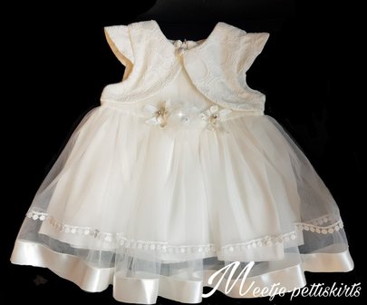 baby jurk Feest &amp; Bruiloft Luxe Off White Couche Tot Classic Mouw Tot 0-24 maanden