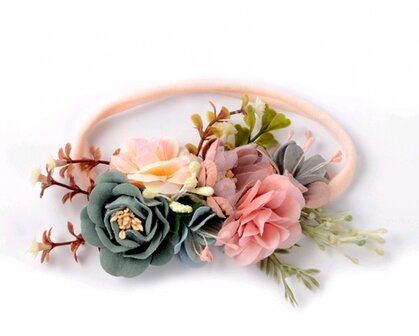 Baby luxe mini stretch haarband  flower vintage colors