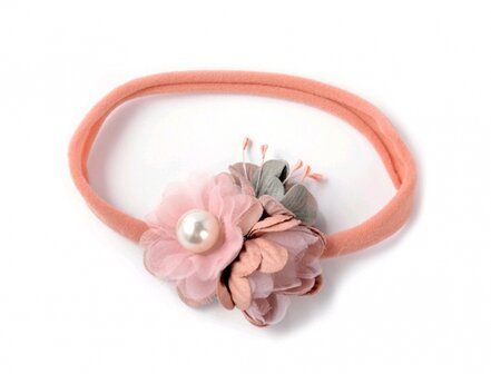 Baby mini stretch haarband  Vintage flower dusty pink