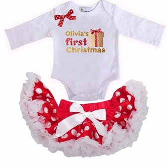 1e baby kerst Petticoat set Rood Kado