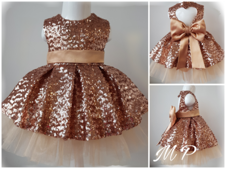 Feestjurk Grote strik Luxe Goud Ros&eacute; Handmade 74-116